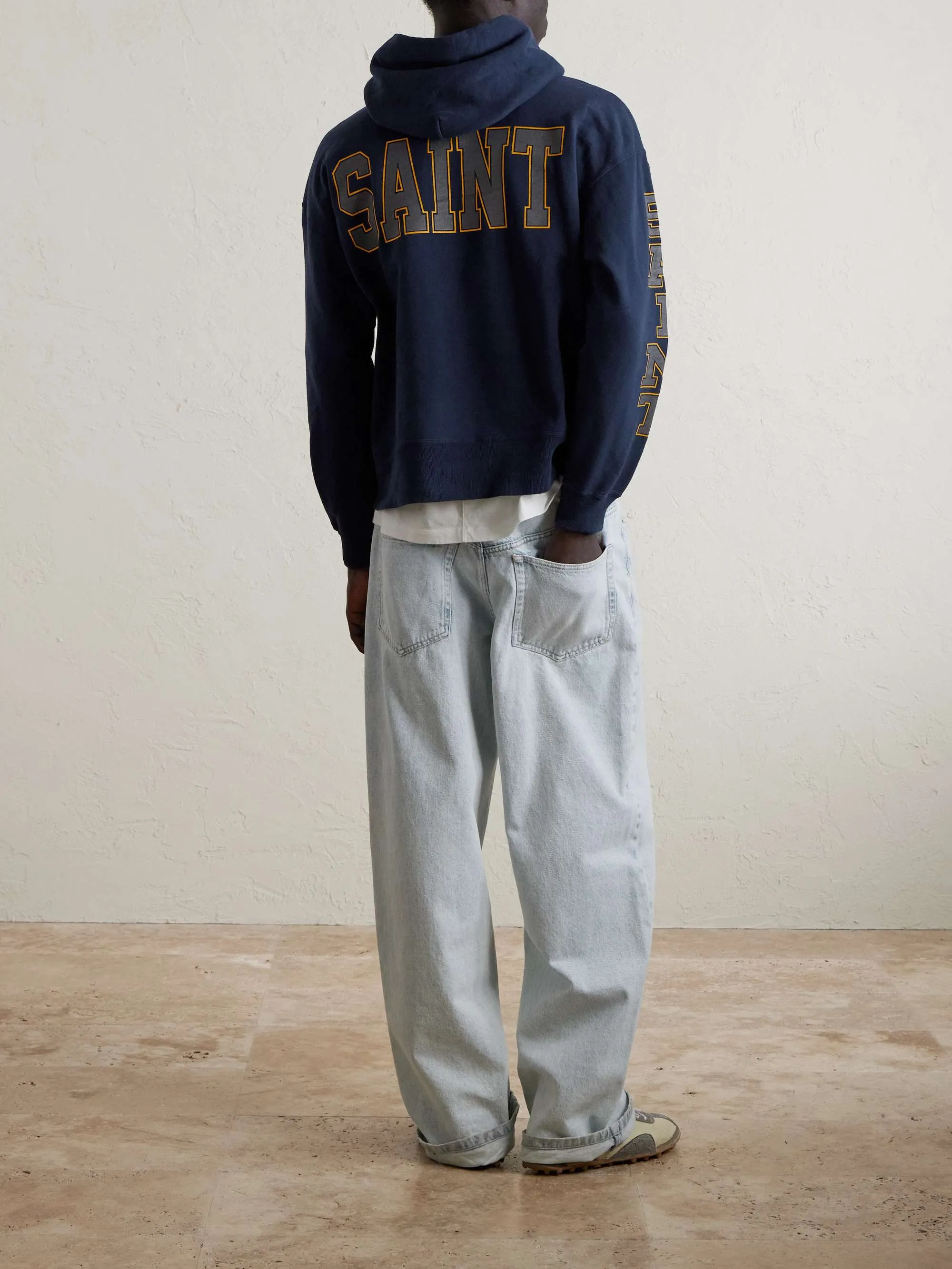 SAINT Mxxxxxx HOODIE/SAINT/NVY Reflective Angel Hoodie Blue S-XL Original open mold Loose cut Comfortable fit Top printing technology 3M reflective paste Best reflective effect in the industry Correct version Original consistent main mark/wash mark/cherub anti-counterfeiting